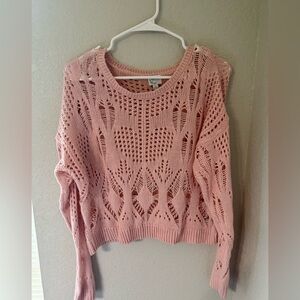 Francesca’s Blue Rain Crewneck Pullover Cropped Sweater Size Small